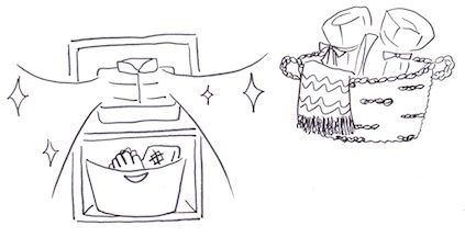 上着を棚に収納