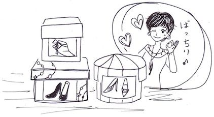 靴の写真をつけて箱に収納