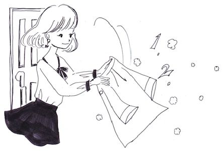 服の花粉を振り落とす