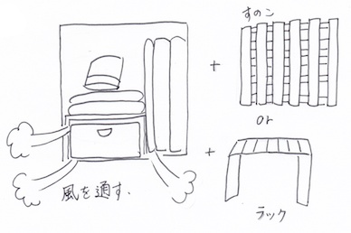 すのこやラックで布団の通気性を良くする