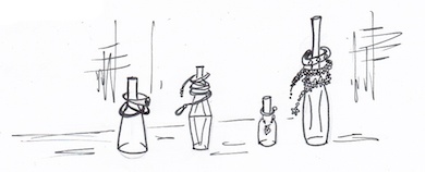 お酒やリキュール、ワインのビンに収納