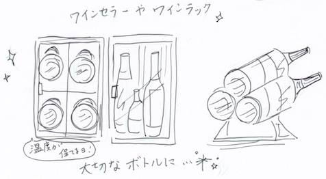 ワインセラーやワインラックに収納