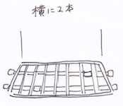 突っ張り棒を横に２本の図