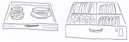 引き出しに食器を収納