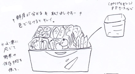 野菜庫での野菜収納