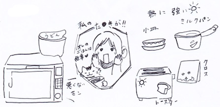 レンジ上には熱に弱い物を収納しない