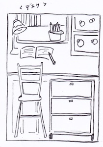 クローゼットの棚をデスクにして勉強道具や文具も収納