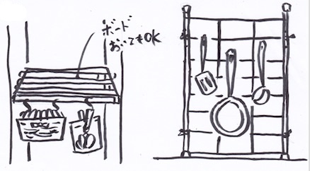 突っ張り棒とワイヤーネット