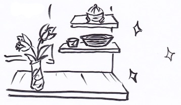 ワイヤーネットでラック収納