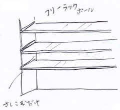 出窓にフリーラックで収納