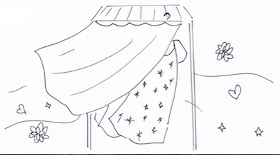 ラックにカーテンを付けてクローゼットに